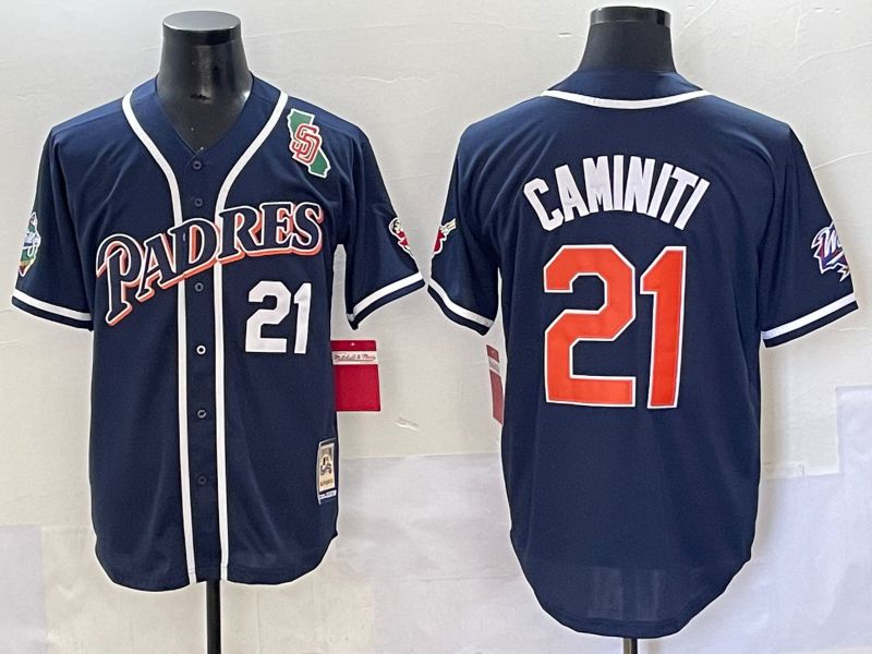 Men 2025 San Diego Padres #21 Caminiti Blue Throwback Game Nike MLB Jersey style 63->san diego padres->MLB Jersey